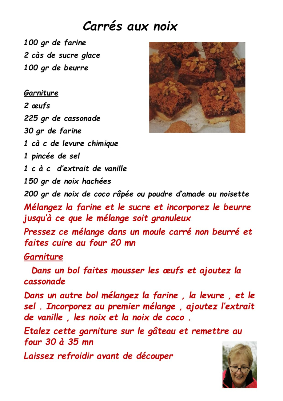 Carrés aux noix