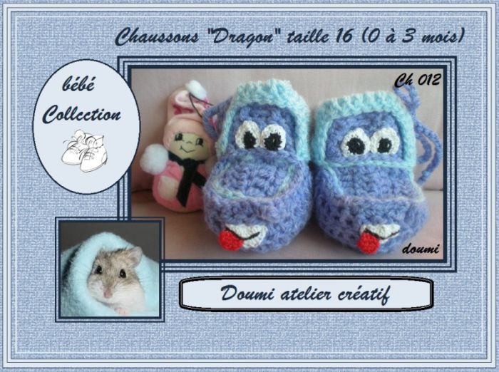 Ch 012 - chaussons ''Dragon'' bleu
