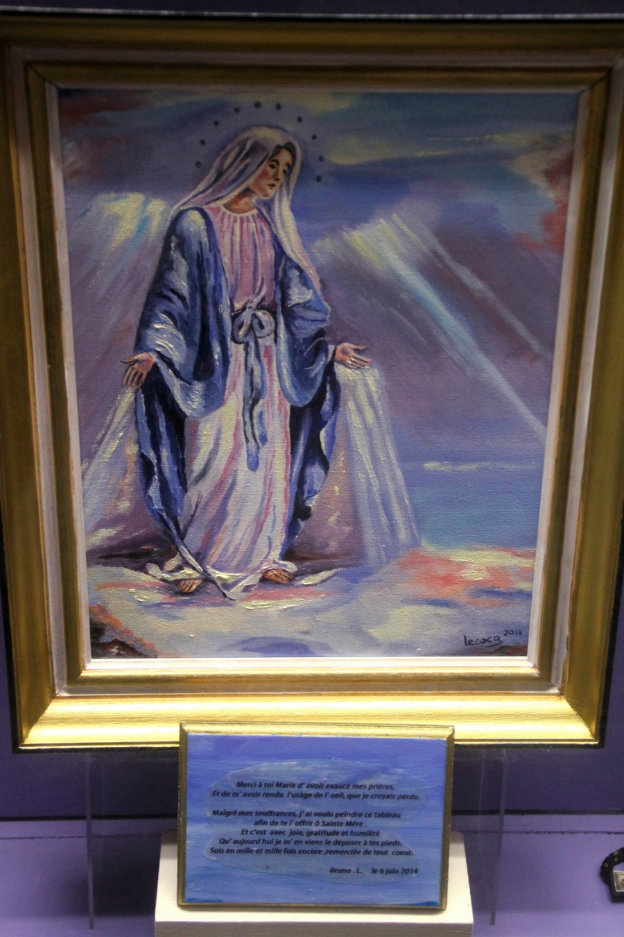 portrait de La Vierge Marie déposé en EX voto à SAINTE Anne d' auray   toile  BRULO LECOCQ huile