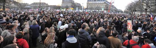 Rassemblement Républicain Paris 11 Janvier 2015  Fin de l'Avenue Voltaire