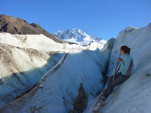 Petite pause durant la marche sur glacier Rio Tunel