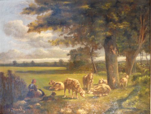 La bergère et ses moutons - F.Morel (XIXème)