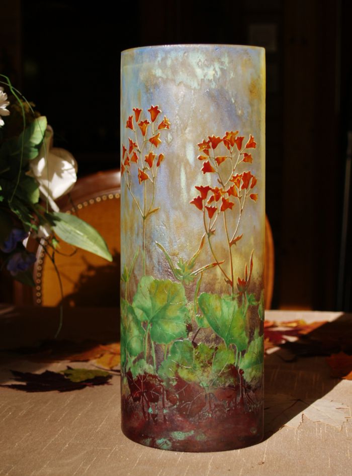 Vase aux saxifrages H 30 cm