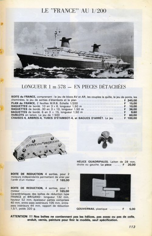 Le France_Page du Catalogue de la Source des Inventions de 1975