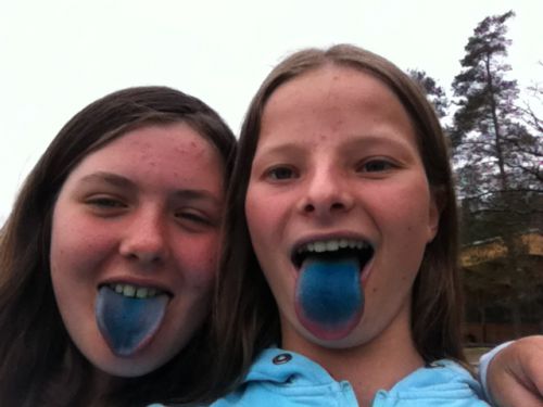 Anaïs+Camille+tâche langue= langues bleues et grand sourir !!
