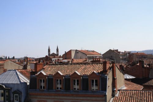 Vue sur les toits de Toulouse depuis la place des Carmes