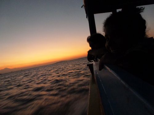 sunset on the boat