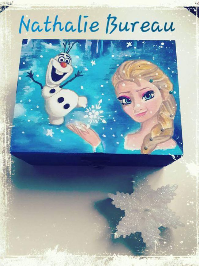 Boîte en bois - La reine des neiges et Olaf