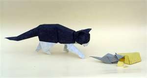 Voici un petit chat et une souris origami : ce doit être dur à faire !