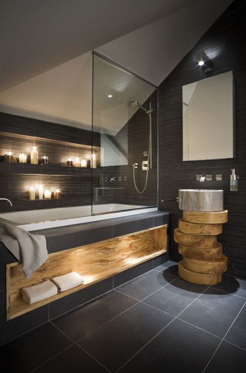 Une salle de bain tout en bois...