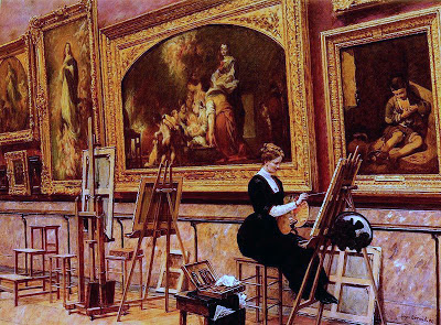 Louis Beroud Peintre copiant un Murillo au musee du Louvre.jpg