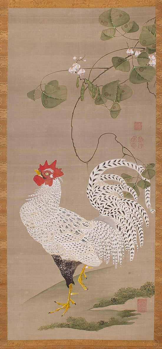 Ito Jakuchu - Hanging Scroll (white rooster) - (MeisterDrucke-12568)
