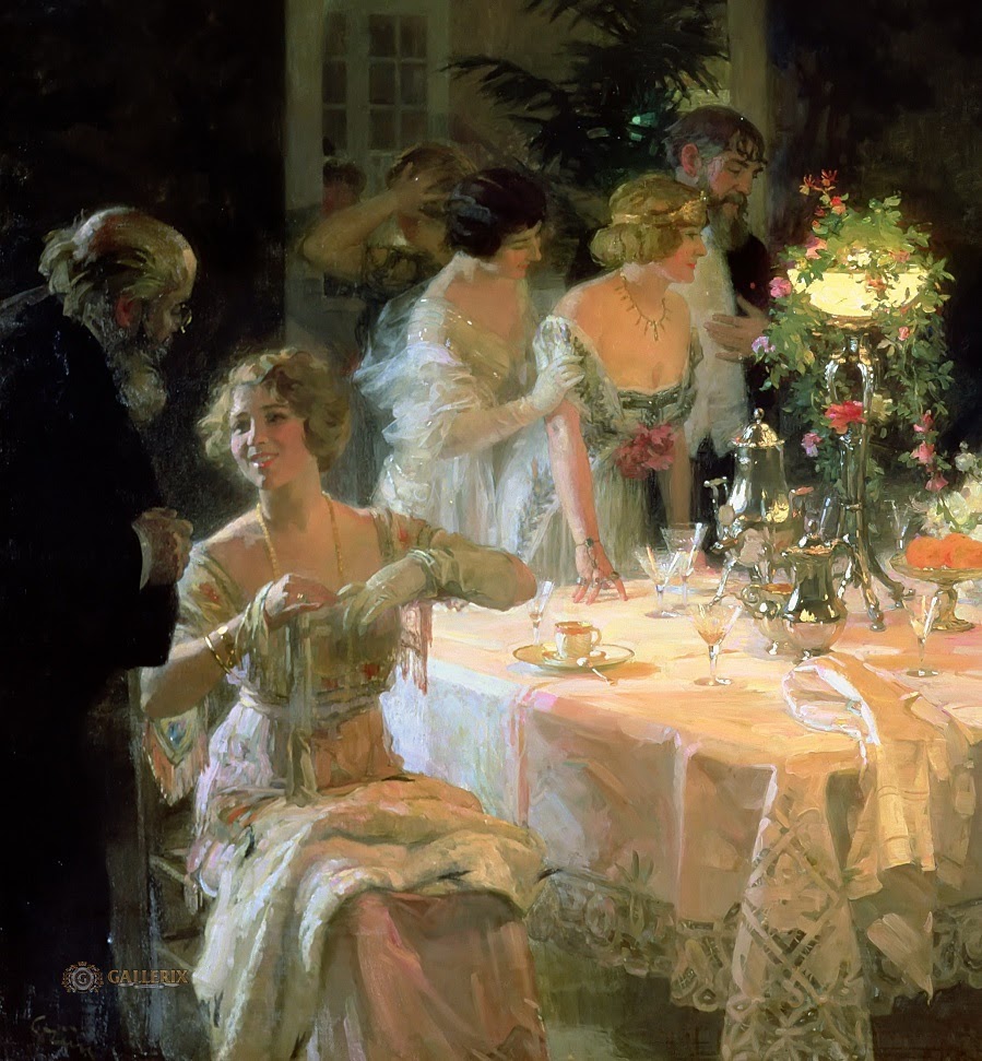 Jules-Alexandre-Grun-The-end-of-dinner-1913-detail