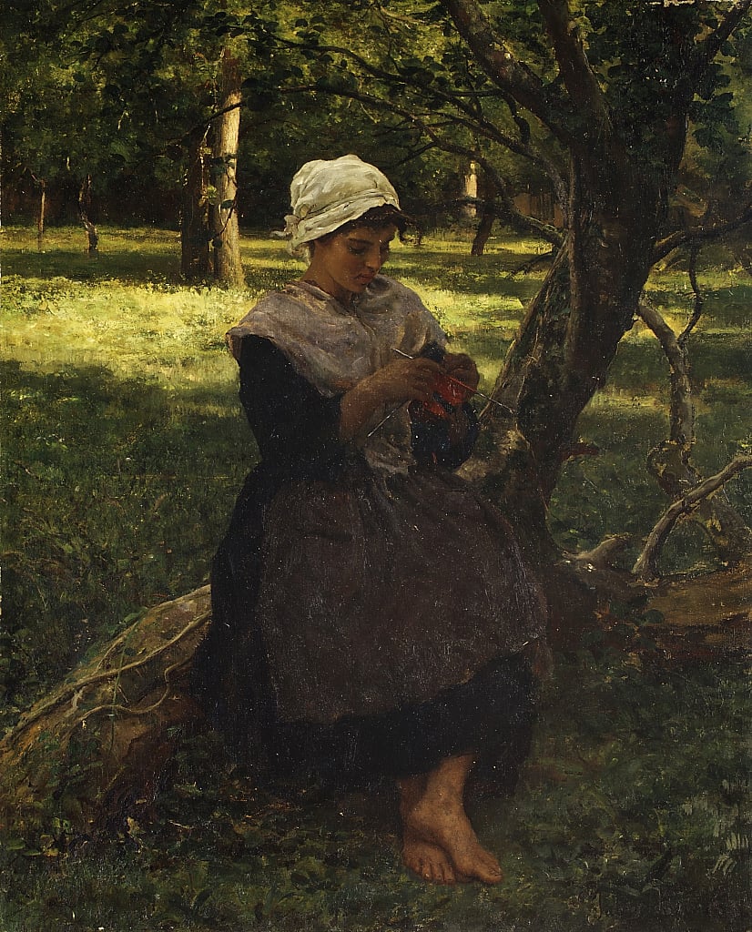 Jules_Breton_-_A_Peasant_Girl_Knitting_ca_1870_-_(MeisterDrucke-850166)