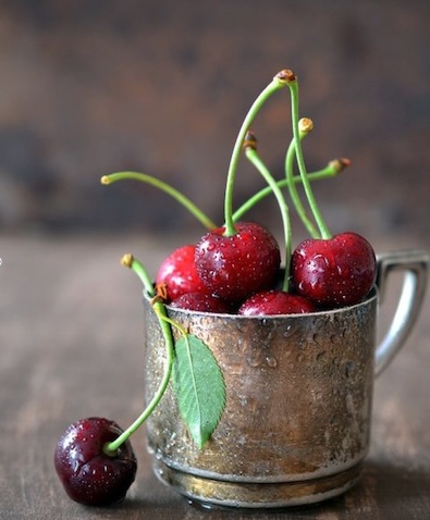 pot argent cerises