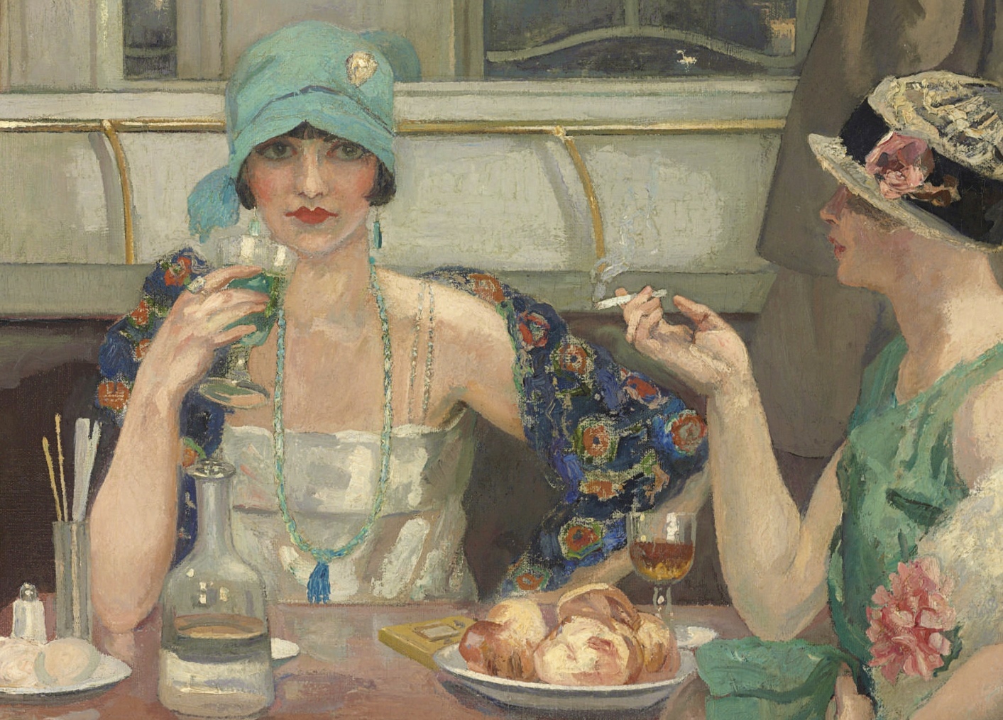 Tancrede SYNAVE (1860-1936) Au coin de café le soir detail - Catherine La Rose