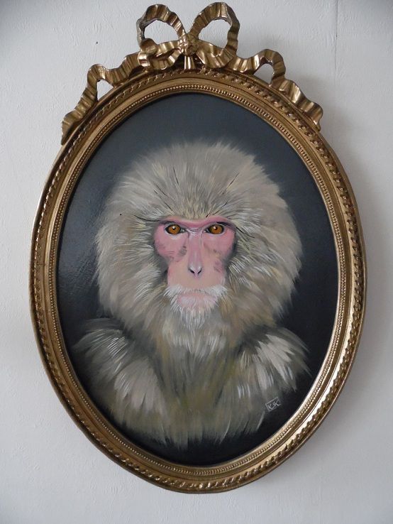 Macaque 1:Huile sur toile, résine.