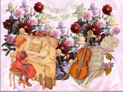 enfant jouant du piano entouree de fleurs et violon.jpg