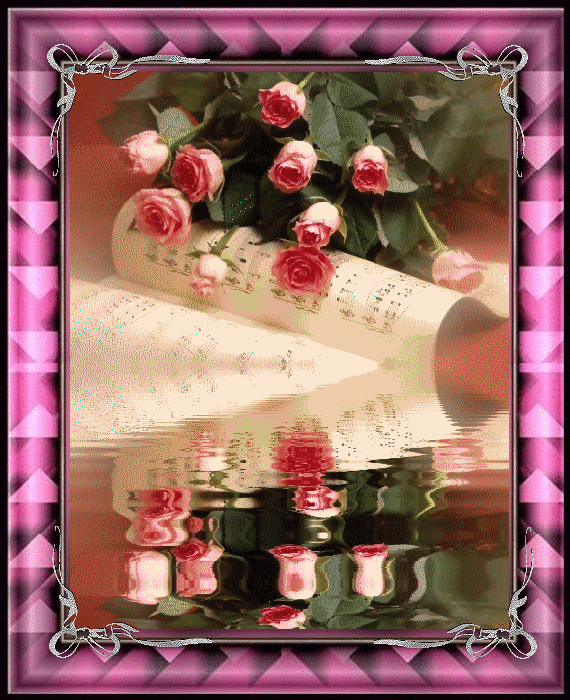 fleur  cadre rose refletee scintillante.gif