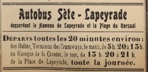 1937 Ligne d'autobus Sète La Peyrade