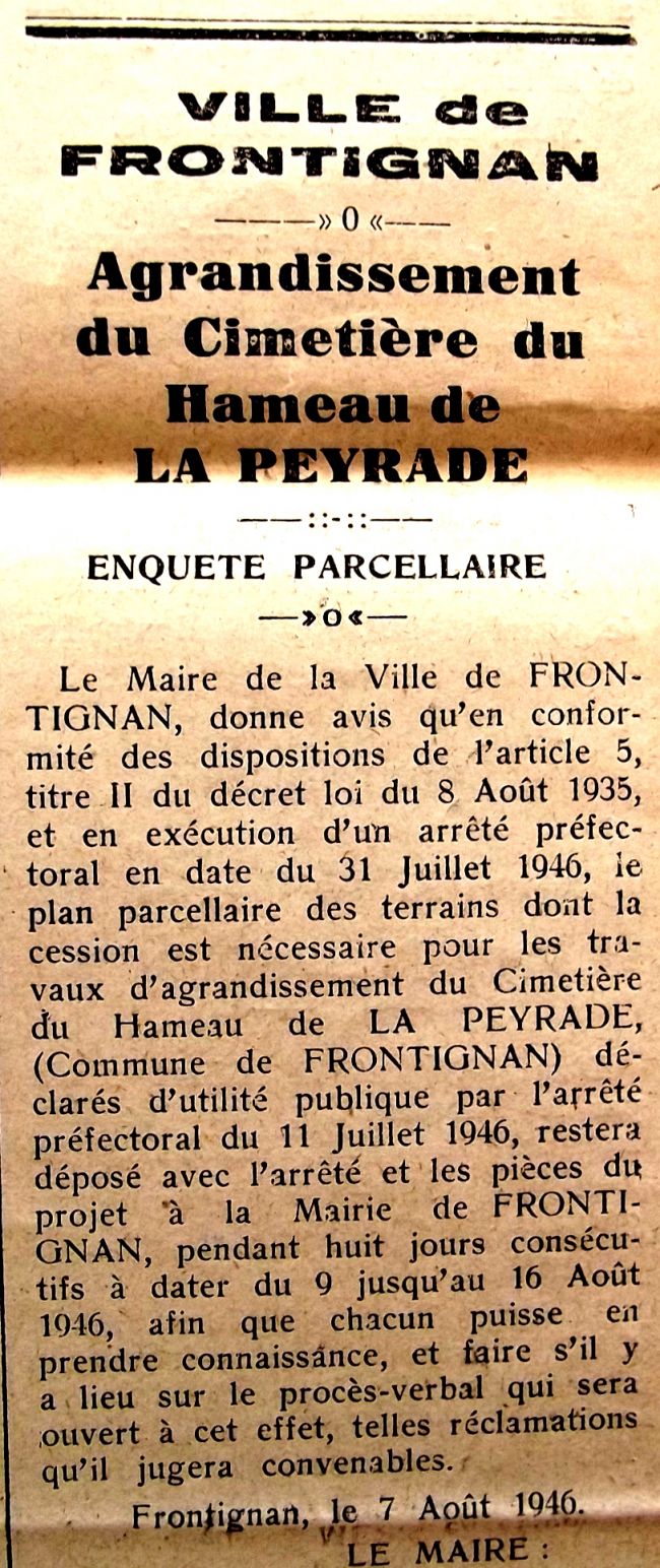 1946 Cimetière de La Peyrade