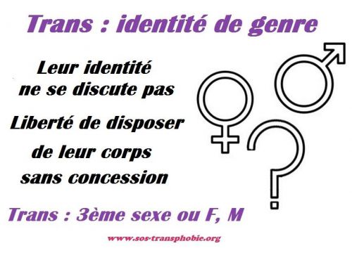 Trans : Leur identité de genre ne se discute pas : 3ème sexe ou F, M