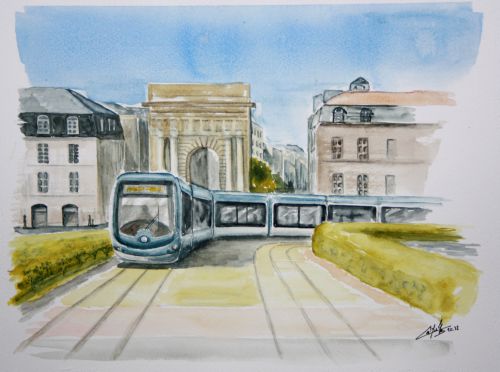 Bordeaux - le tramway - la porte de Bourgogne