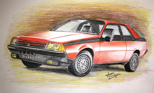 La Renault Fuego - La belle époque ! Crayons de couleurs ordinaires