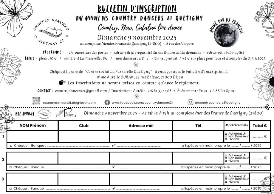 Dimanche 9 novembre 2025 Bulletin d\\\'inscription N&B