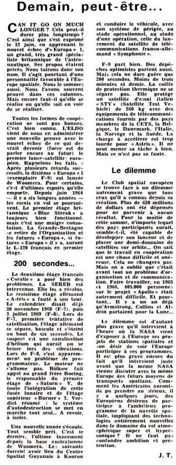 article de Jacques Tiziou après le tir F9
