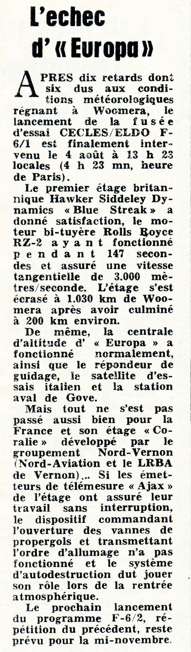 d'après aviation magazine N°474 du 1er septembre 1967