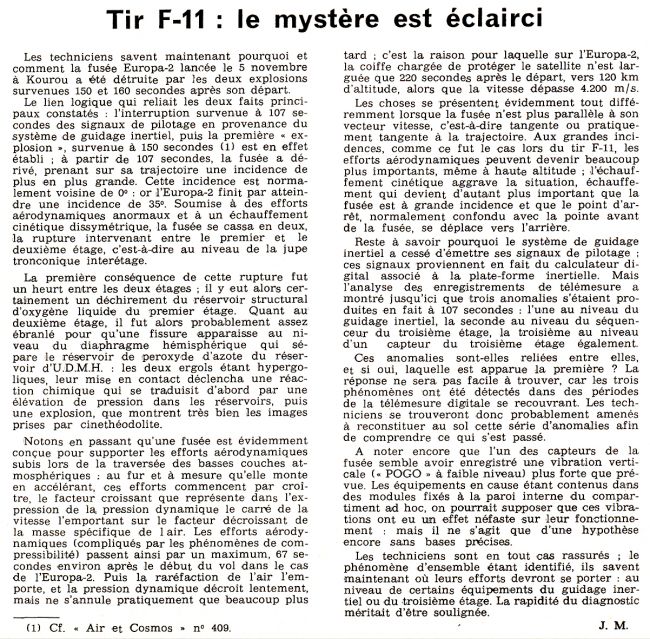 article d'air et cosmos du 20 novembre 1971 pages 20-22 N°410