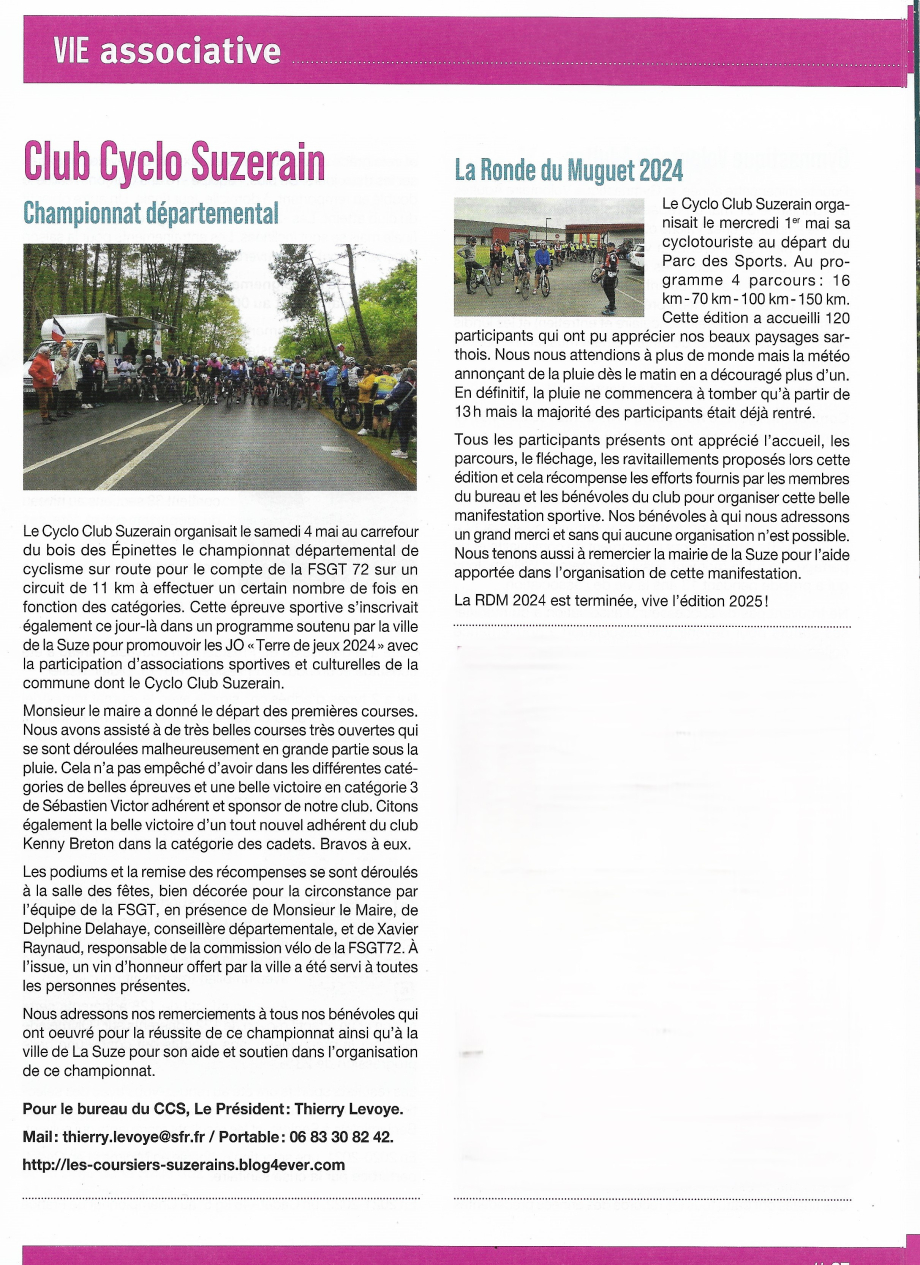 Article1 sur CCS bulletin municipal La Suze Juillet 2024