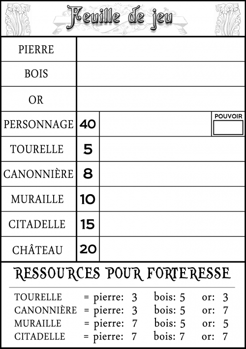 Feuille de jeu