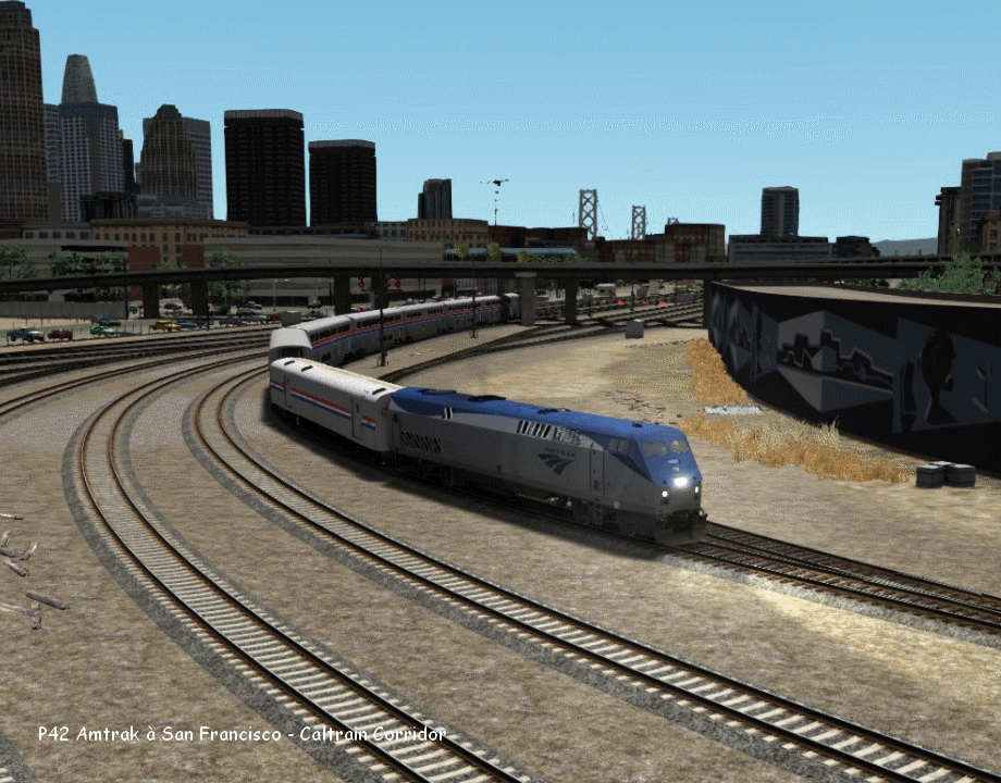 P42 Amtrak à San Francisco - Caltrain Corridor.gif