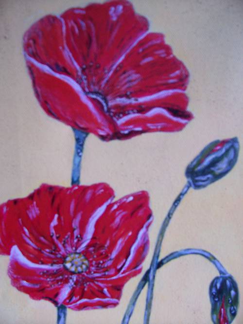 Coquelicots sur toile à l'acrylique 2011.JPG