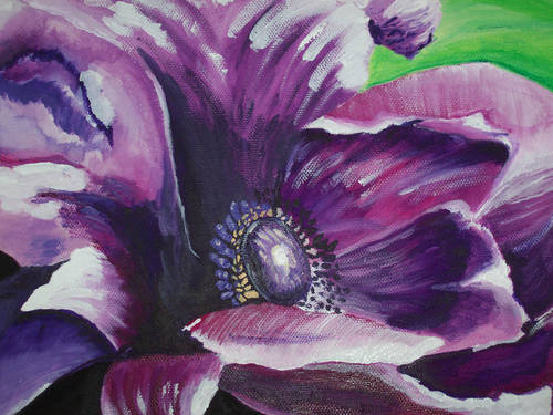 Fleur mauve sur toile acrylique aout 2011.JPG