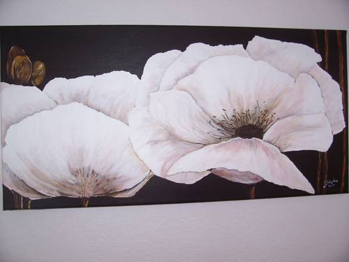 Les pavots blancs acrylique sur toile  60 x 30  17092011.JPG