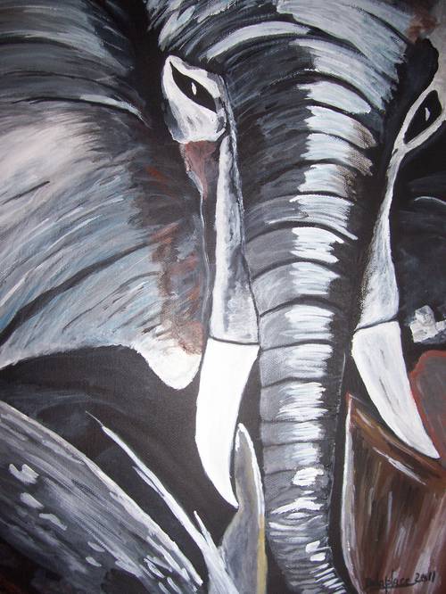 L'éléphant - acrylique sur toile - juillet 2011.JPG