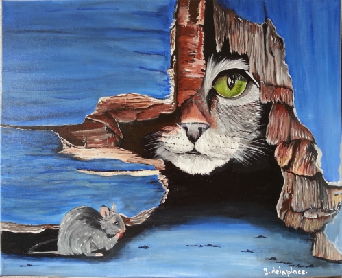 AU CHAT ET A LA SOURIS Acrylique sur toile 50x40 17102014.jpg