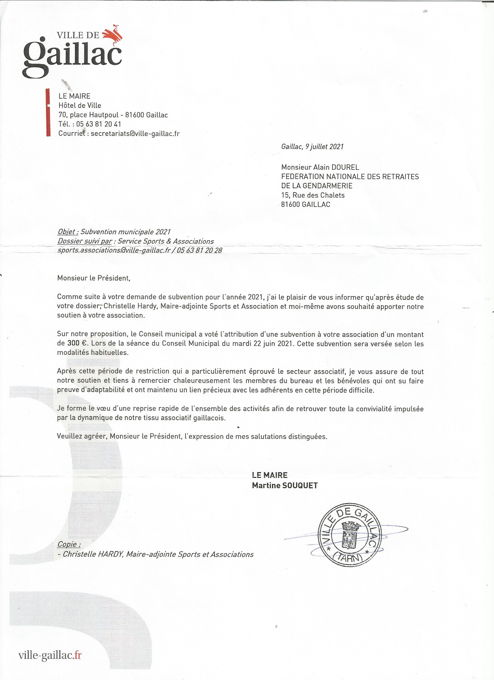 Courrier Mairie Gaillac