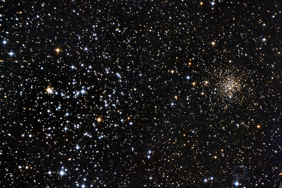 M35 et NGC2158.
Caméra AS|2600MC et télescope Ritche-Chretien 203/1624 sur monture ZWO AM5
15x180s, gain 100