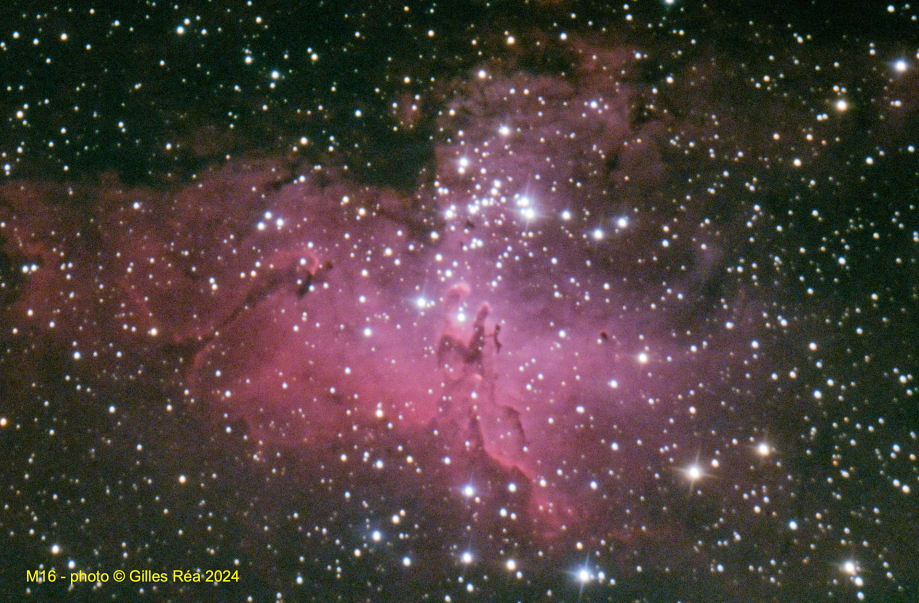 Ma photo au télescope de la nébuleuse M16 et ses fameux 