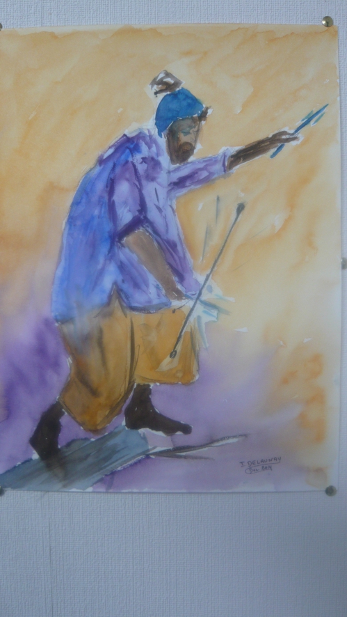 jongleur samourai aquarelle sur papier dessin 30x0 S.C..JPG
