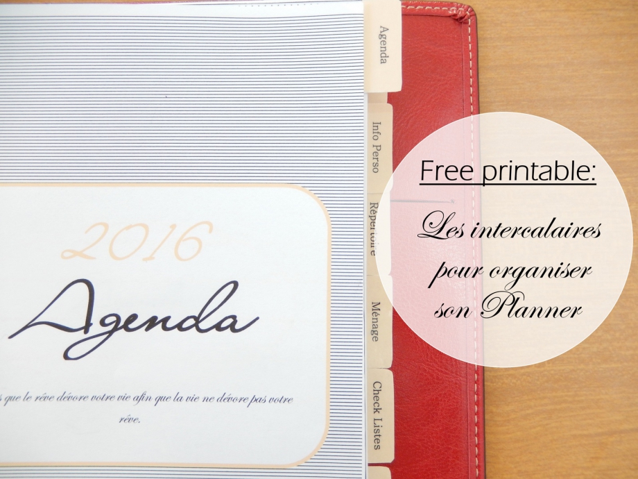 free printable intercalaire pour planner