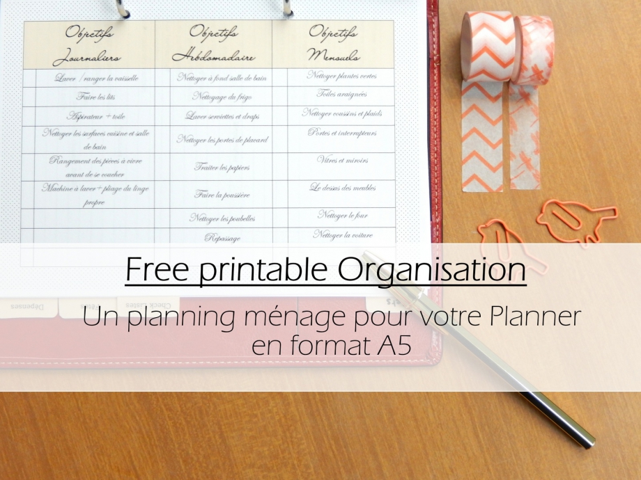 planning ménage free printable