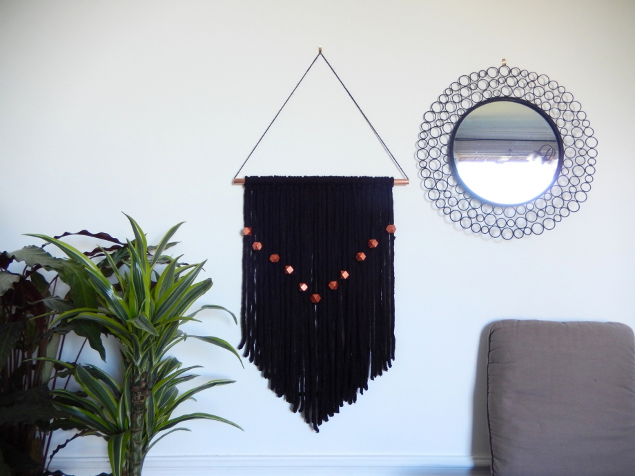 diy un tissage mural facile chevron noir et cuivre chevron