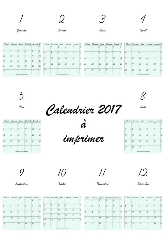 calendrier-2017-minimaliste a imprimer 1