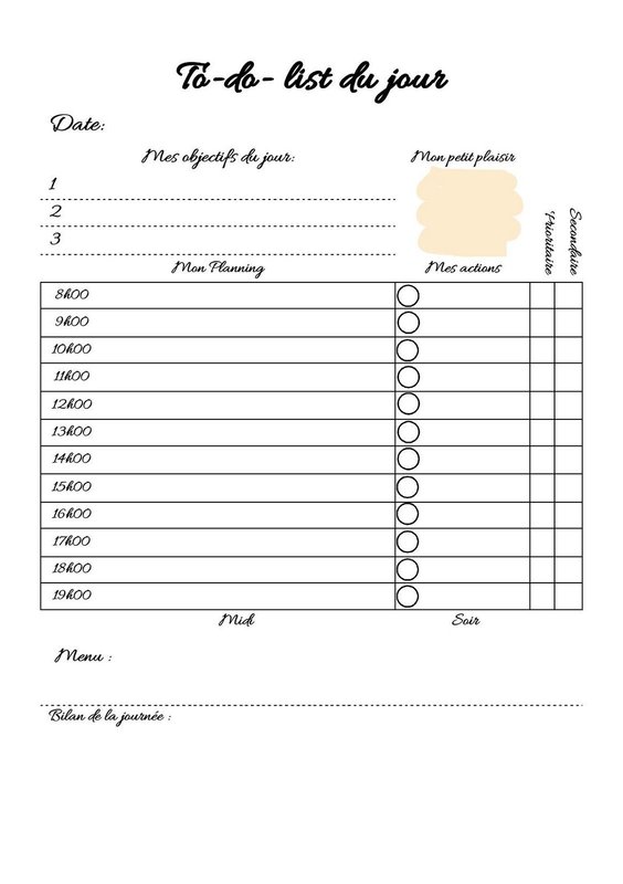 To-do list, Check-list et Liste de chose à faire