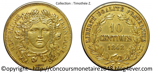 10 centimes 1848 - Concours Moullé - Cuivre doré.jpg